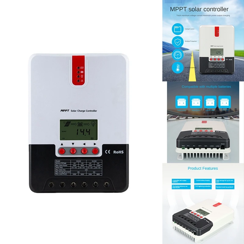 

MPPT Solar Charge Controller 12V 24V Auto Max 100V PV Input Solar Regulator For AGM Lead Acid Gel Lithium Battery