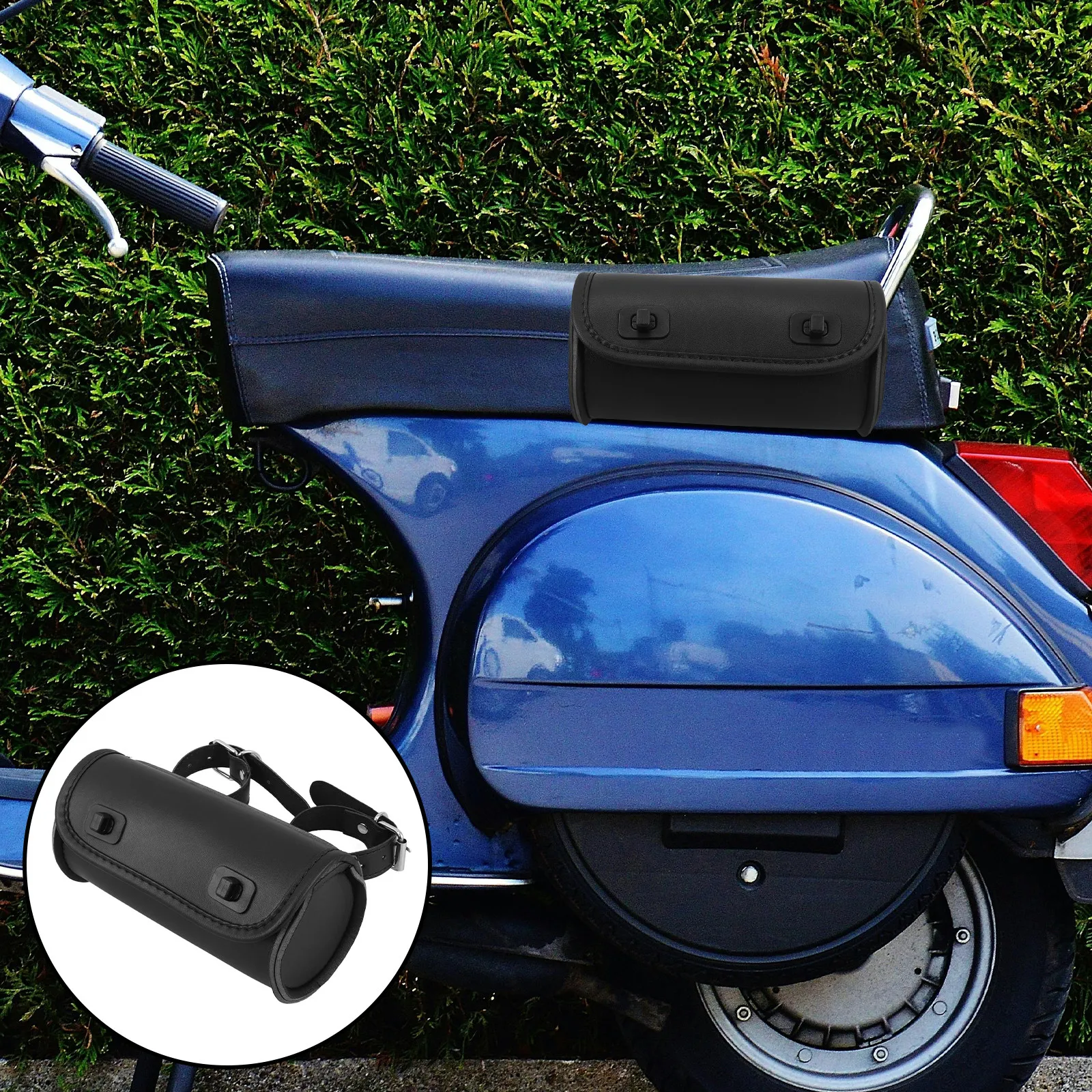 

Mini Retro Motorcycle Side Bag Compact Waterproof Handlebar Fork Roll Barrel Tool Bag for Bike Electric Scooter Rear Front