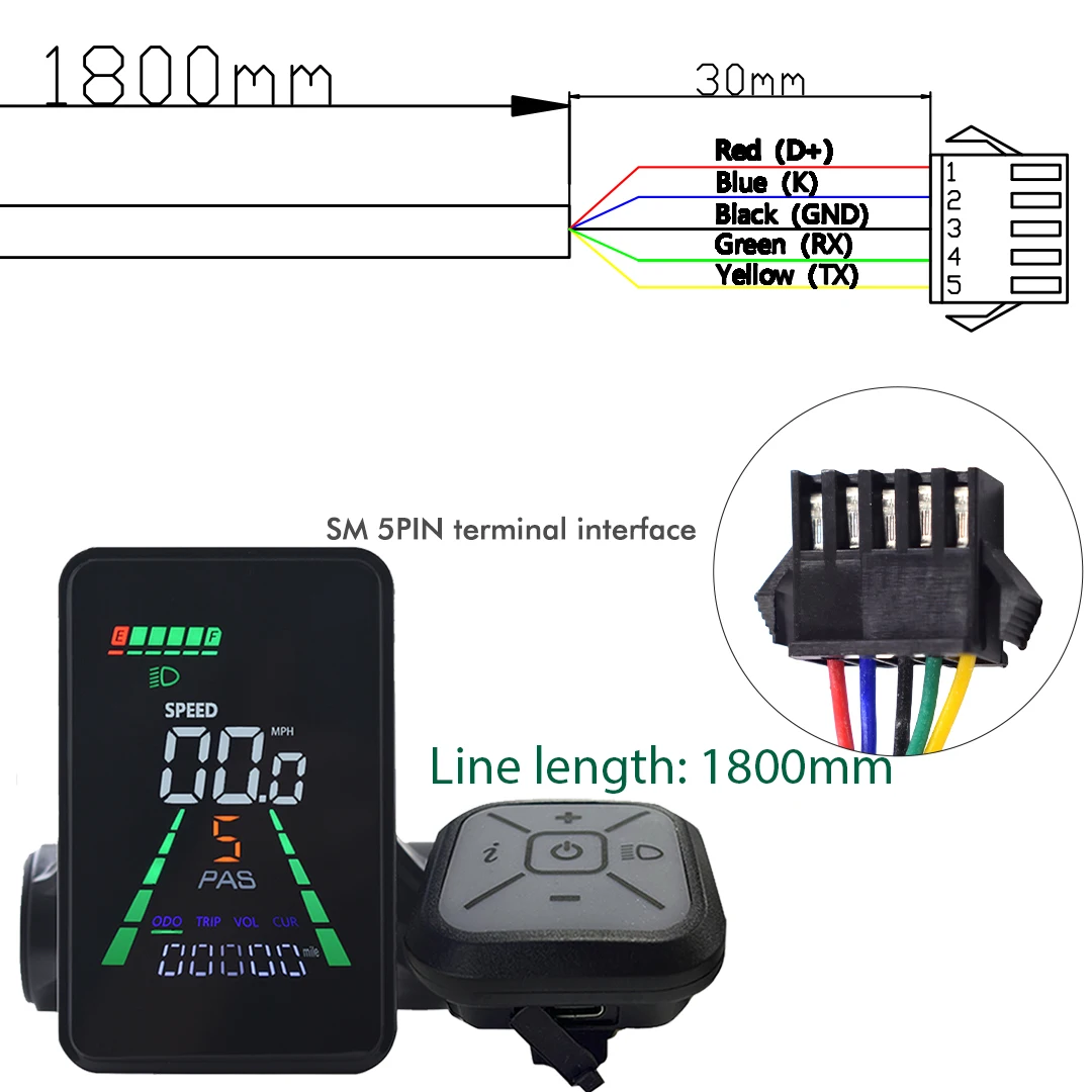 L5 LCD Display Meter Dashboard 24V 36V 48V 60V Elektrische Fiets Meter Display voor elektrische Scooter