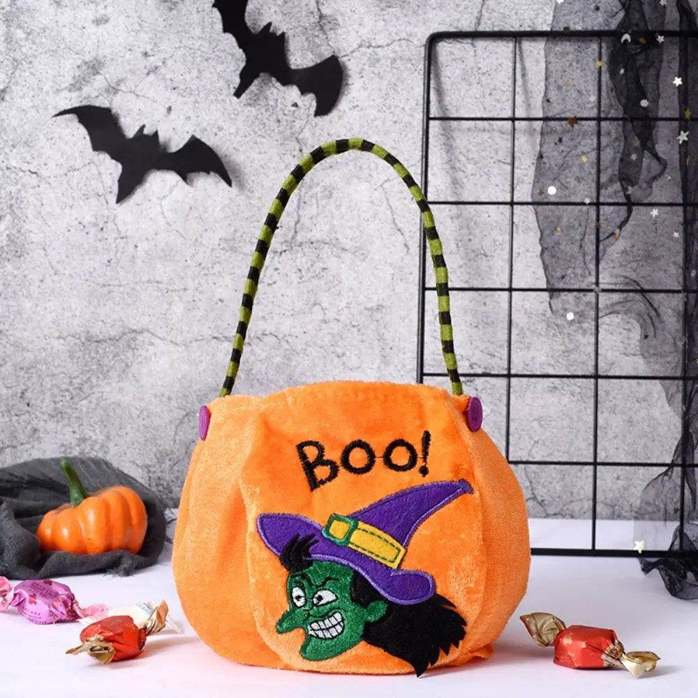 Happy Elf Black Cat Trick Or Treat Pumpkin Handbag Halloween Candy Bag Gift Bag