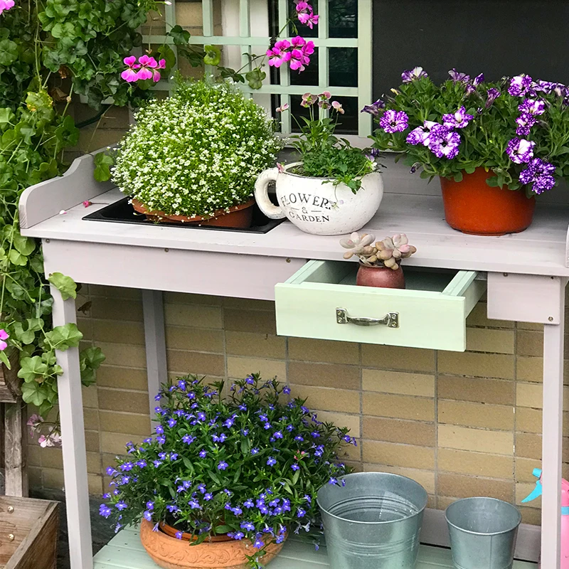 Outdoor solid wood storage console planting,  rainproof and preservative seeds flower stand vegetable gardening balcony