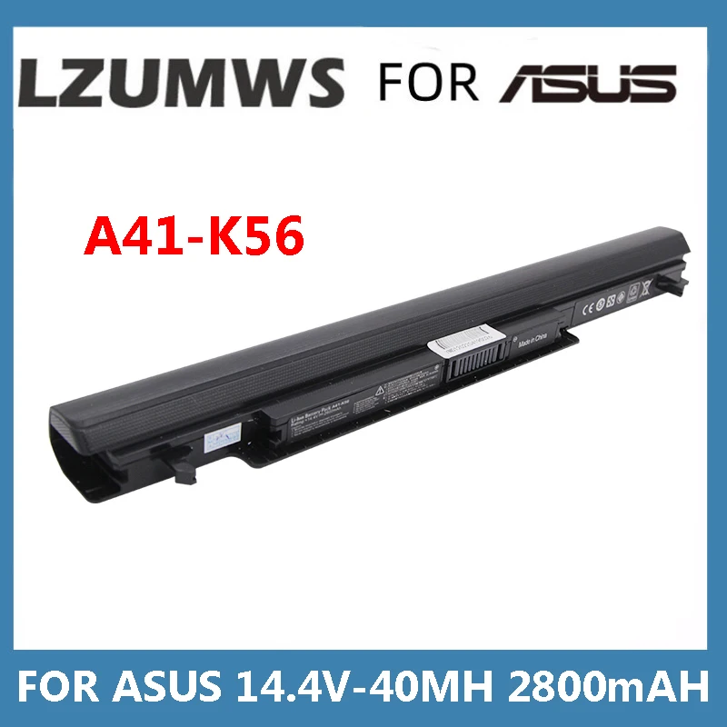 14.4V 40WH 2800mAH  A41-K56 4 Cells Laptop Battery For ASUS K46 K46C K46CA K46CM K56 K56CA K56CM S46C S56C R505CA  A32-K56