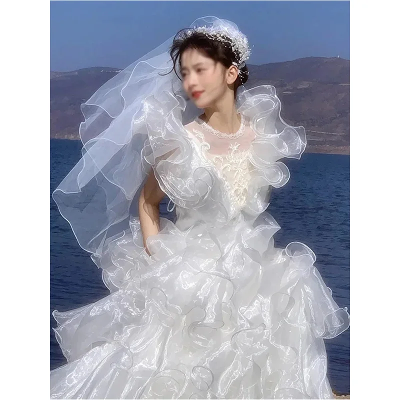 Милое синее свадебное платье Лолиты в стиле Лолиты, платья принцессы для дня рождения, женское шикарное платье с бантом из бисера и рюшами по краям, большое распашное платье для торта