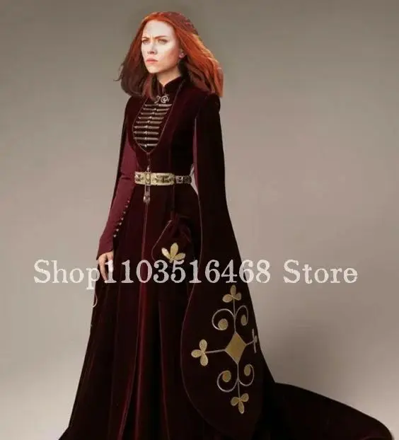 Long Sleeve Split Burgundy Evening Dress 2024 Luxury velour Embroidered High Neck Muslim Caucasian Ethnic Wedding robe de mariée