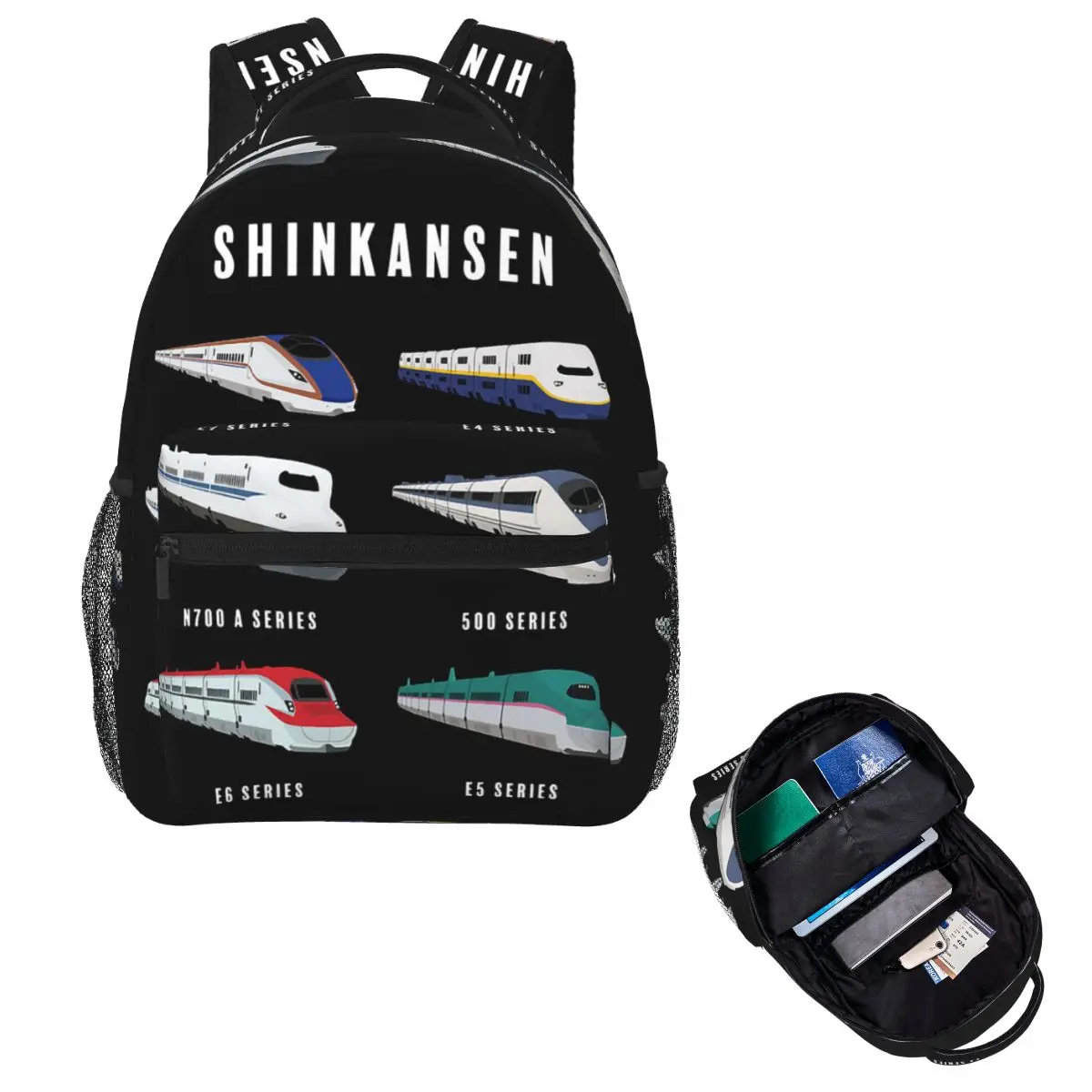 Japanese Shinkansen Bullet Trains Student Backpack School Bag Hiking Travel Daypack for Men Women Fashion Bookbag Shoulder Bags