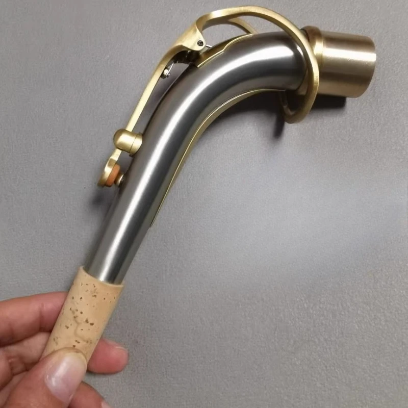 

sax alto Brushed brass saxophone bent neck, drop E alto saxophone bent neck, bend, elbow, thread, good sound, custom
