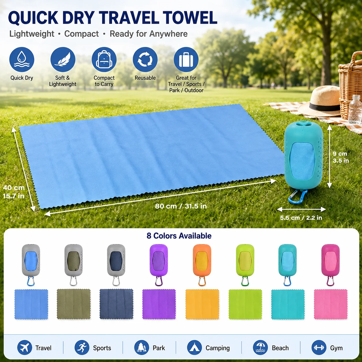 Cooling Sports Towel Quick Dry Cold Feeling Towel with Portable Storage Case Lightweight Chilly Towel for Gym Running Camping Be