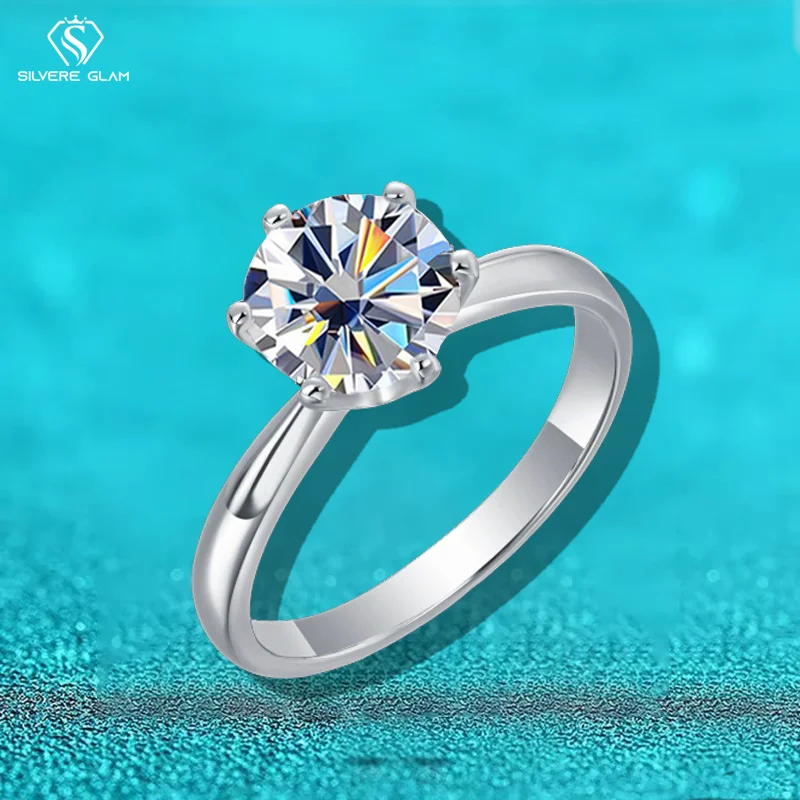 

TY 1 карат D VVS1 кольцо из стерлингового серебра 925 пробы с муассанитом для женщин и мужчин с сертификатом ювелирные изделия обручальное кольцо лабораторный драгоценный камень