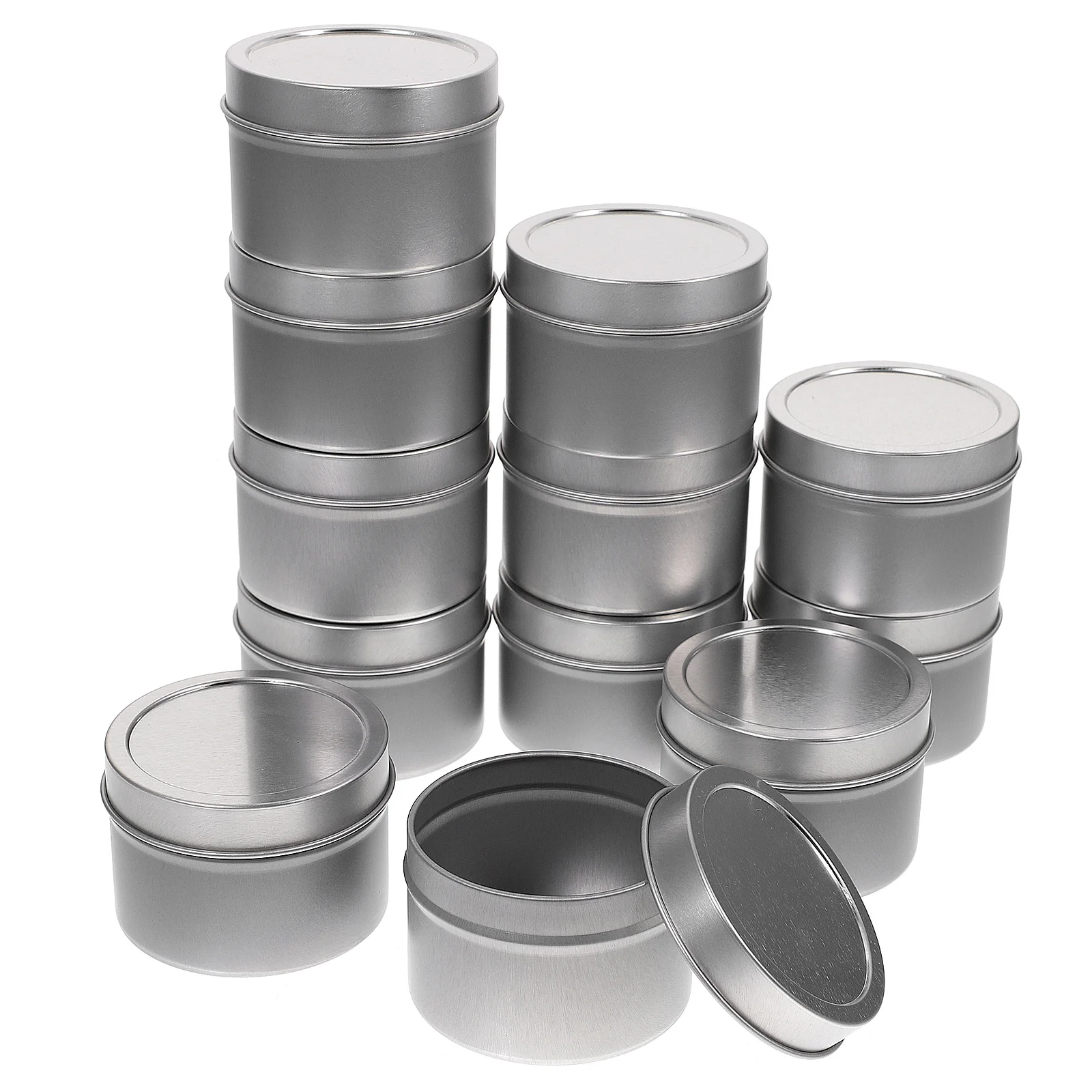 

12Pcs High Grade Metal Jars Seamless Connection Easy Squeeze Storage Tins Small Craft Project Supplies Jars