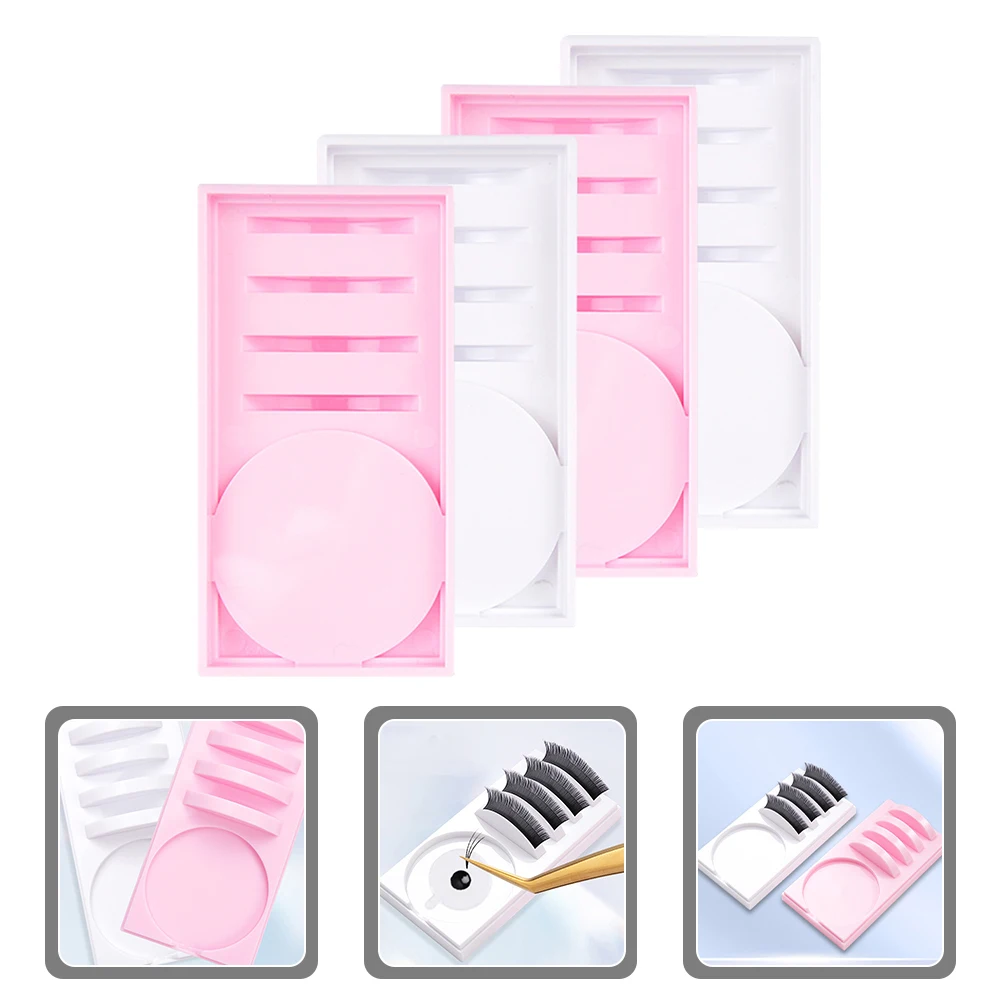 

4pcs Eyelash Glue Holder Pink White Drip Pad Tray Tools Extensions Storage Display Boards Lash Grafting Long Use