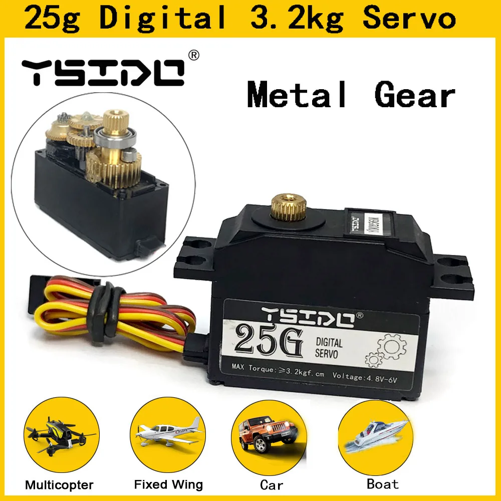 YSIDO 25G Digital Servos Metal Gear servo for Wltoys 12428 12423 WPL mn99s mn86 XLH Remo hobby 1/12 RC Car Helicopter Plane Boat