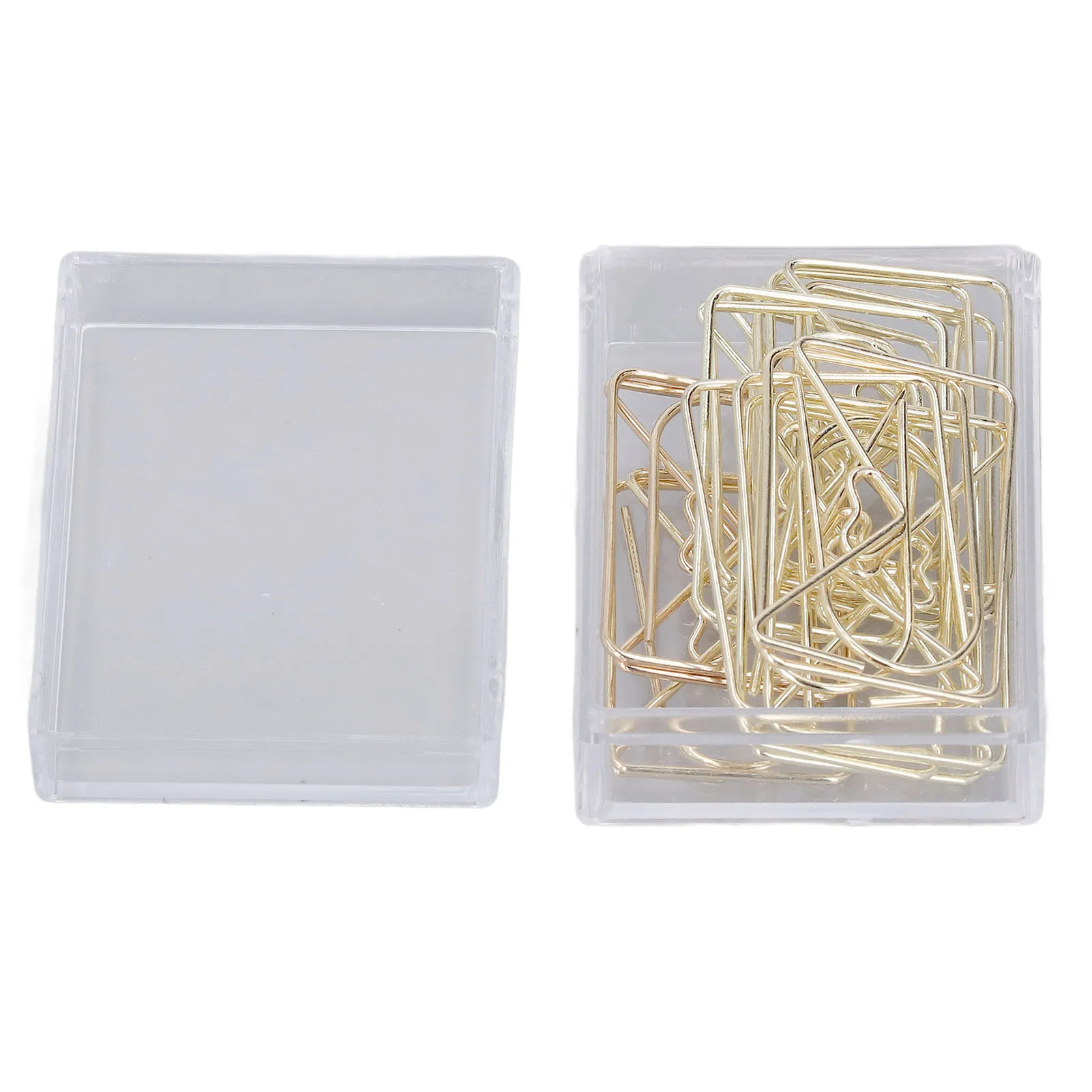 100 Uds Clips de papel metálicos proceso de galvanoplastia dorada Clips de papel antioxidantes antideslizantes con caja de almacenamiento para sobres de trabajadores