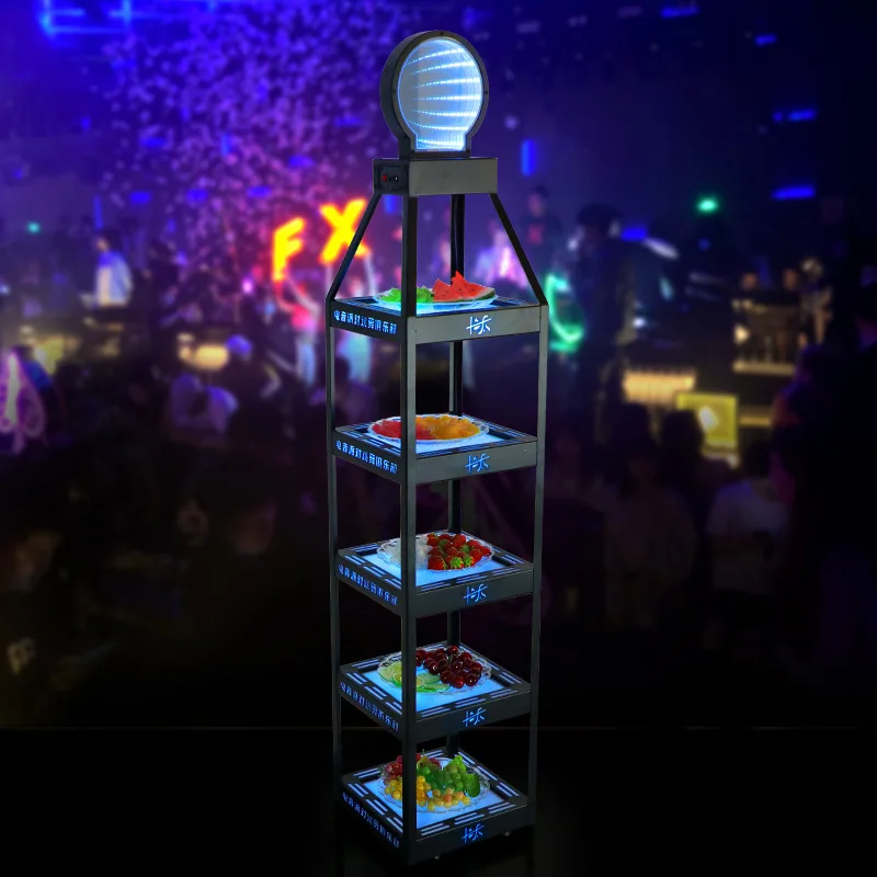 

Bar luminous mirror fruit plate dried fruit plate night game electronic music KTV creative fruit platter five-layer snack snack