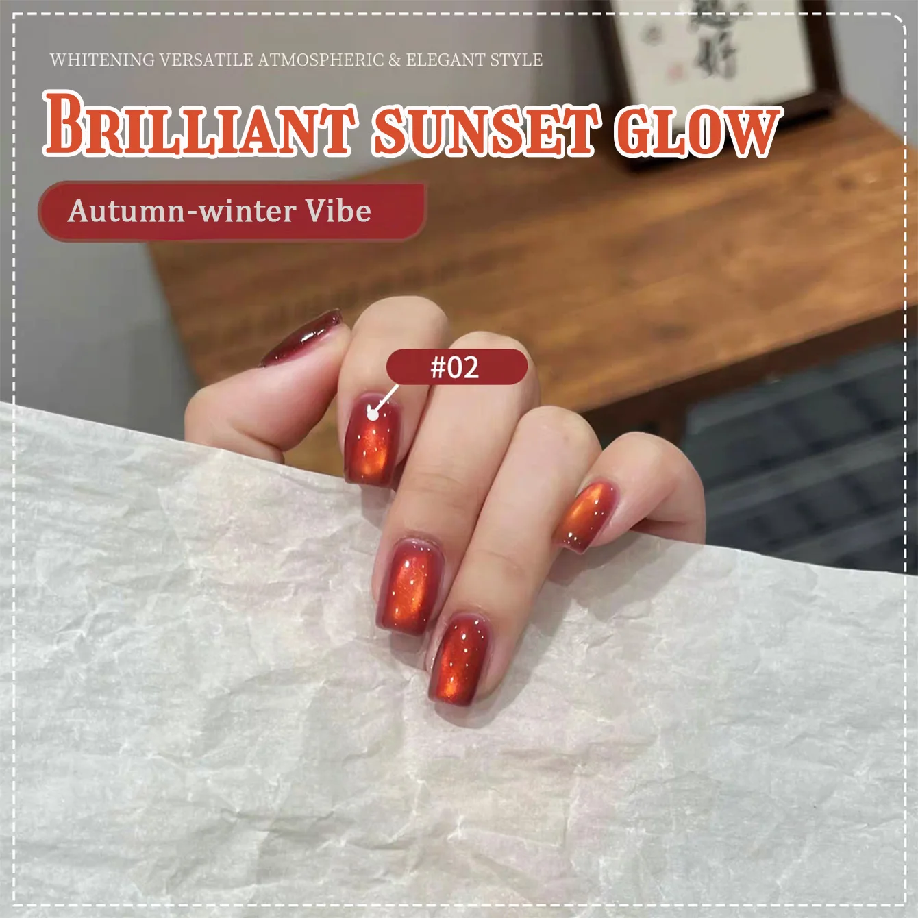 ZH 12ML New Twilight Glass Bead Cat Eye Gel Nail Polish, Fire Cloud Smoky Wine Red Golden Shimmer UV Gel for Salon DIY Nail Art