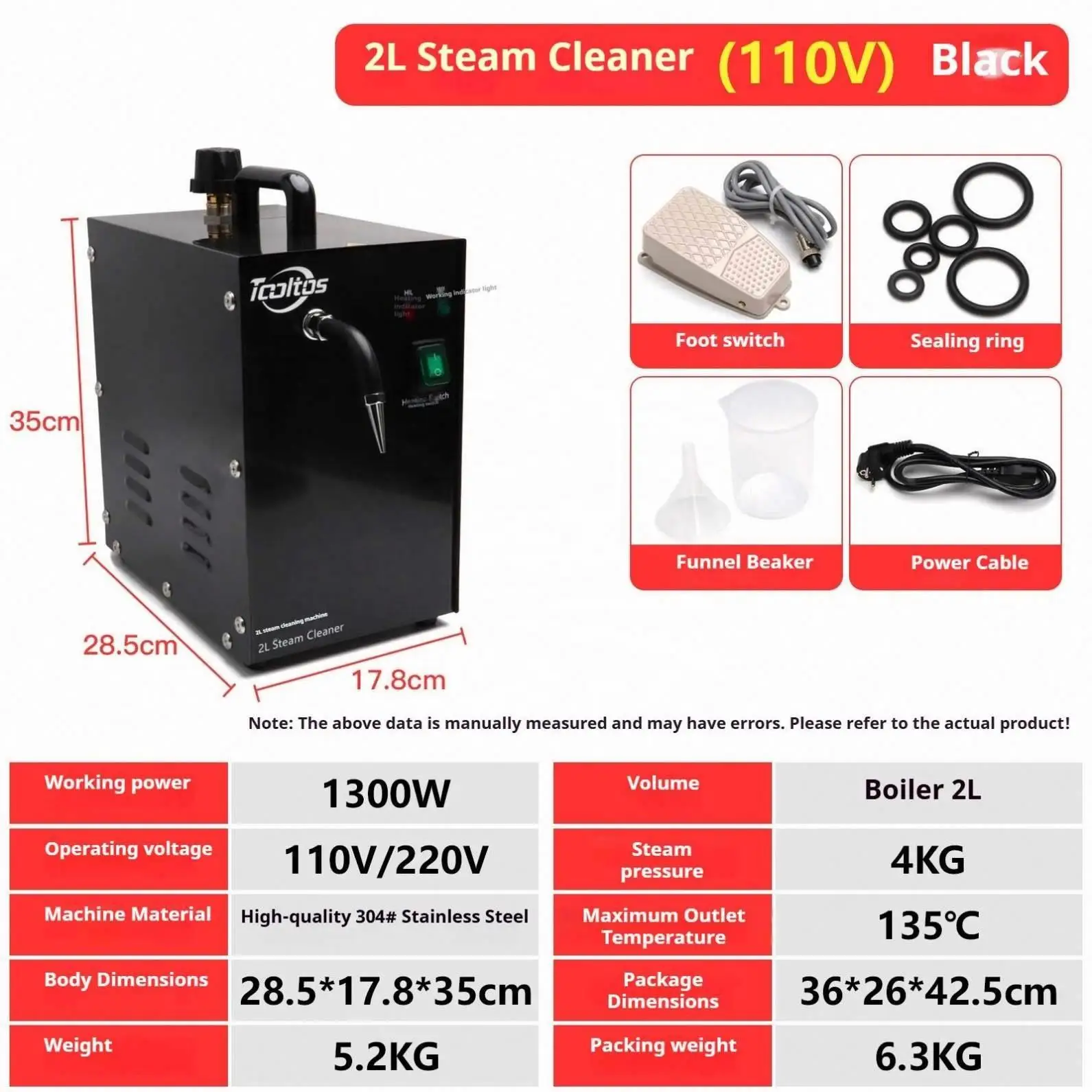 Professional 4 Bar Pressure 2L 1300W Jewelry  Steam Cleaner 110/220V High Quality Industrial Cleaning Machine