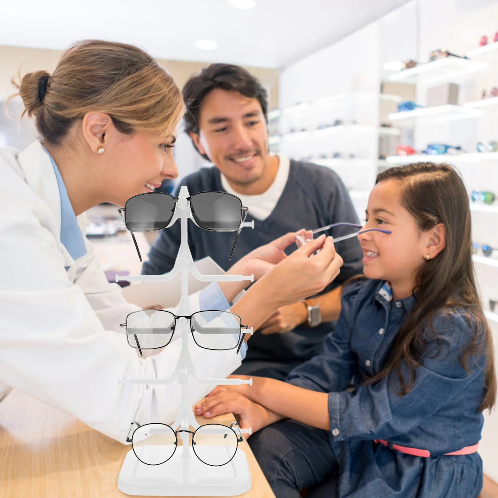 

Glasses Stand Multi-Tier Plastic Eyewear Holder Desktop Sunglasses Organizer Rack For Home Office Store Display