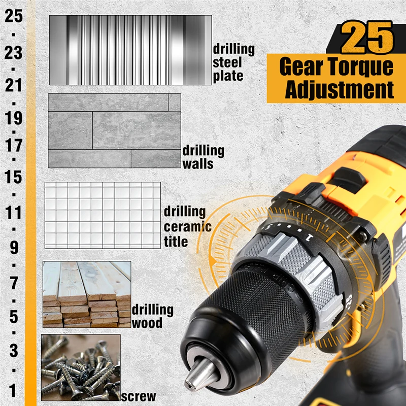 13 мм 21 В бесщеточная электрическая дрель 25 + 3 крутящего момента зарядная дрель аккумуляторная ударная дрель литиевая батарея домашний DIY