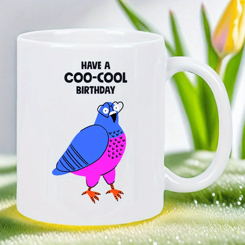 

Cute Owl Birthday Ceramic White Mug-There's a Coo-Cool Birthday Gift for Coffee Lovers 320ml
