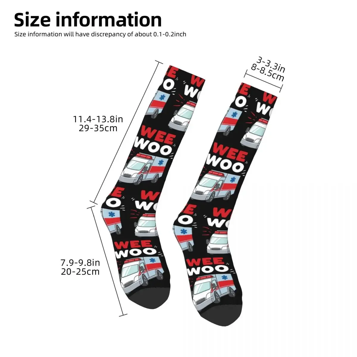 Wee Woo Ambulance Paramedic Emergency Medic Socks Super Soft Stockings All Season Long Socks Accessories for Man's Woman's