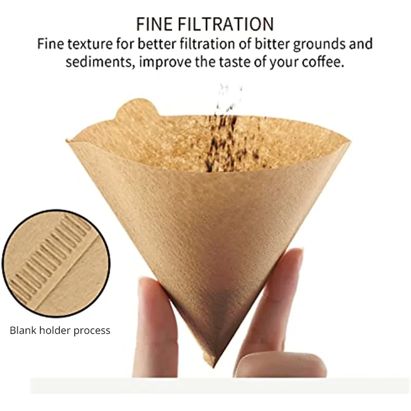 40Pcs Disposable Coffee Filter,02 Cone Natural Unbleached Coffee Filter Paper,V-shaped Coffee Brewer for Pour Over Dripper