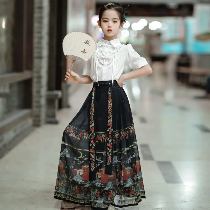 Hanfu Horse-face Skirt Party Chinese Folk Dance Costume Ancient  Stage Costume Vestido Fashion Tang Dynasty Traditional Dress