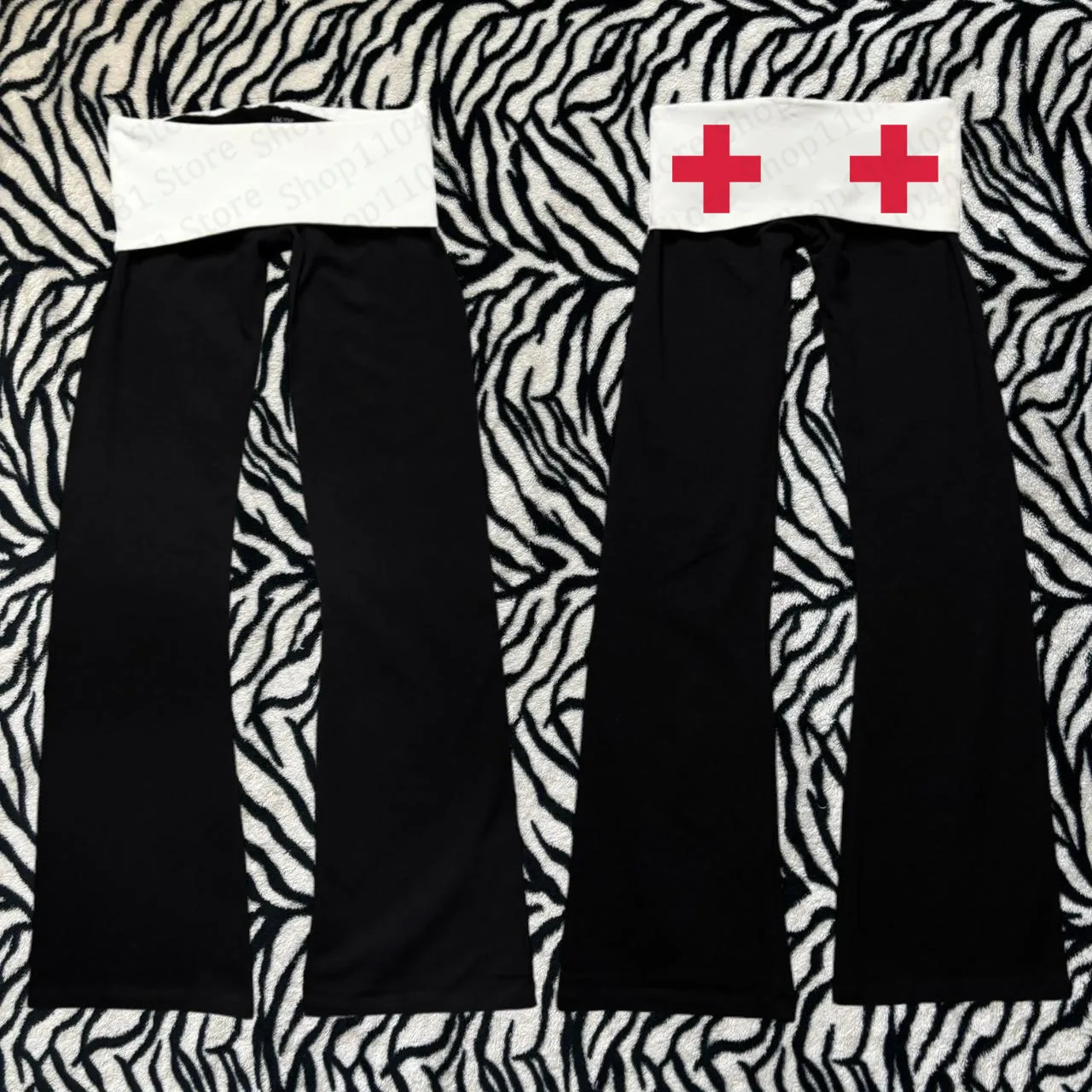 Gothic retro 90s cross print Y2K pants rock hip-hop street punk style comfortable pants casual women's wide leg pants emo girl