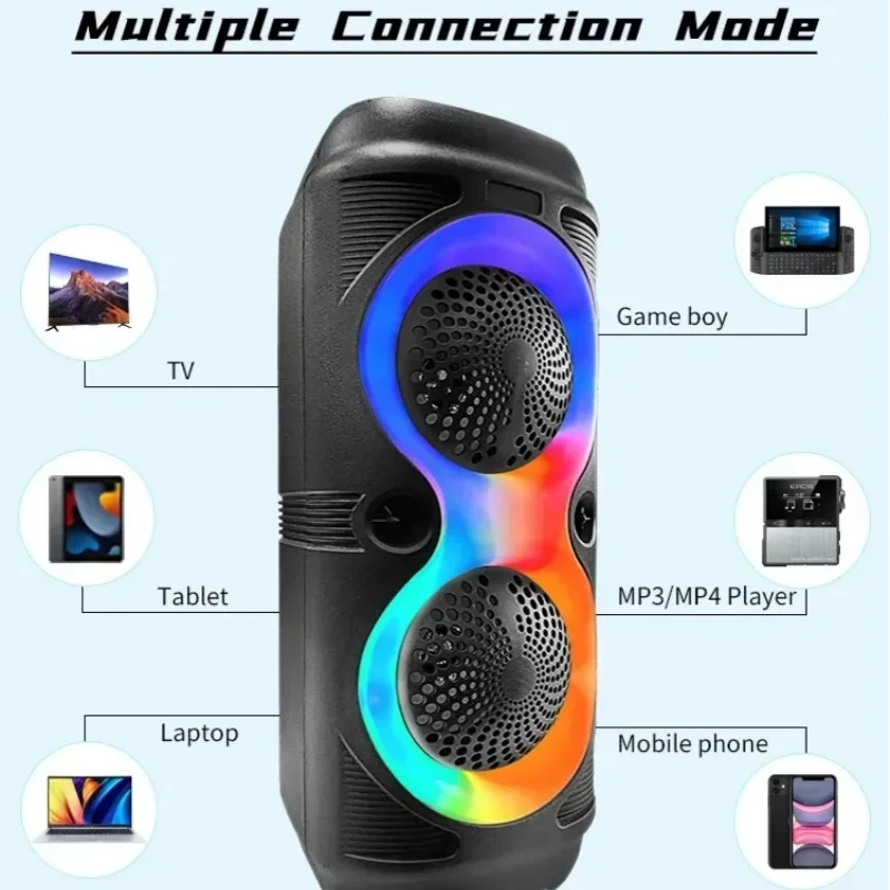 Wireless Caixa De Som Bluetooth Speakers Portable Partybox High Power Home Karaoke Super Bass Subwoofer Audience with RGB FM/TWS