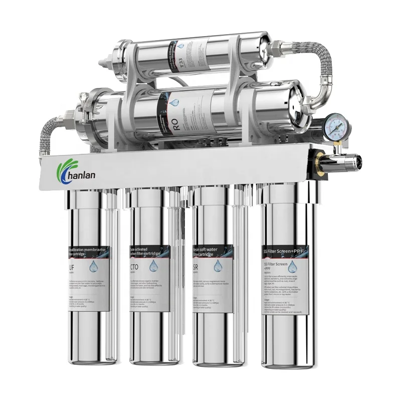 

home7-Stage Non-Electric RO Filter | Stainless Steel Frame & Pressure Gauge