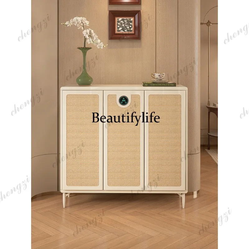 Z138 home shoe cabinet home door disinfection deodorization rattan cream wind layered porch storage cabinet
