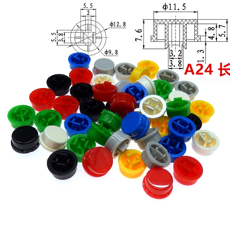 

20PCS For PCB Momentary Tactile Tact Mini Push Button Switch Module DIP 4PIN Round Cap diygba A24