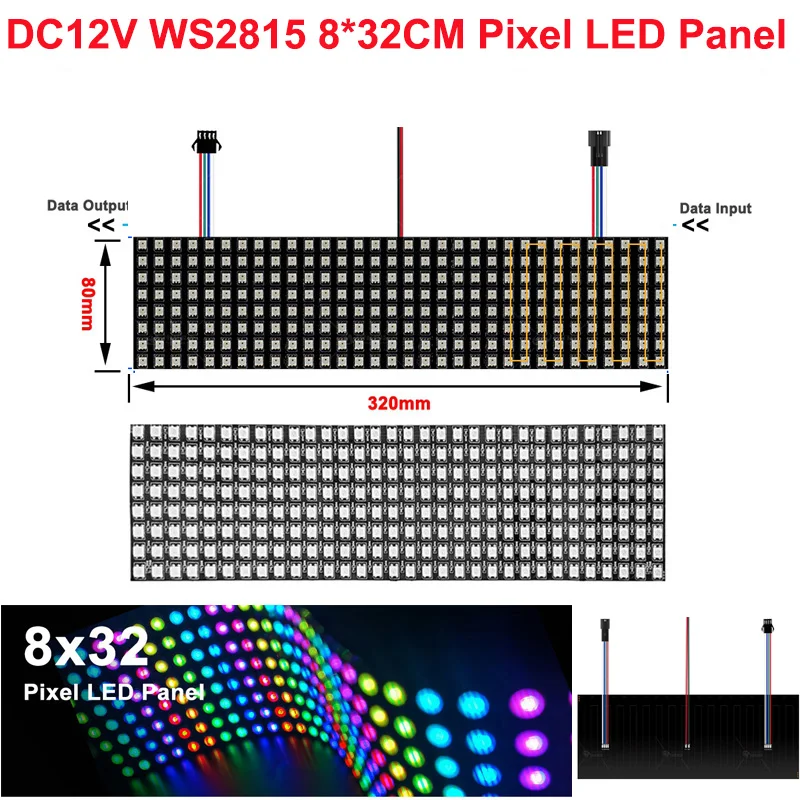 

10pc WS2812B Digital LED Flexible Panel Individually Addressable WS2815 8x8 16x16 8x32 45 LED Pixel Module Matrix Screen DC5V12V