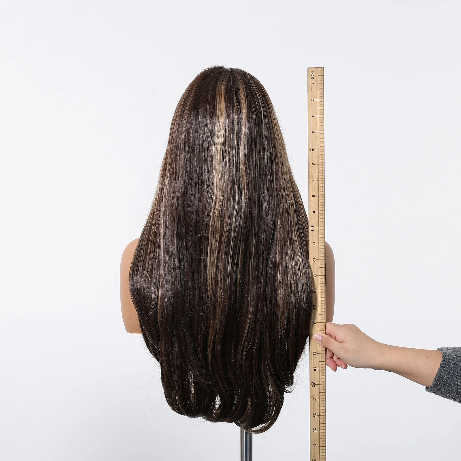 13*6 Lace Frontal Wig Synthetic Hair Blonde Mixed Brown Daily Party Wig Long Body Wavy Lace Front Wigs for Wome Party Daily Use