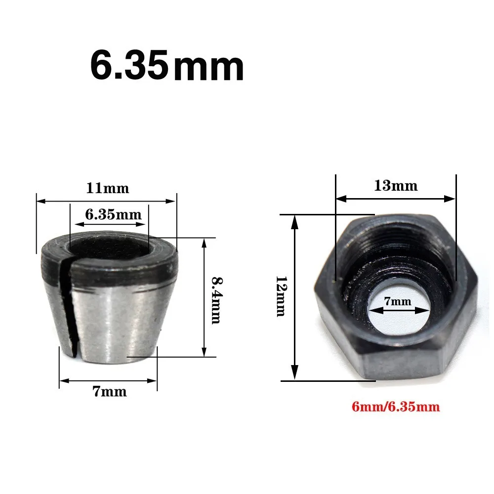 Imagem -05 - Pinça Chuck Adaptador para Gravura e Máquina de Corte Roteador Elétrico Pinças Bit mm 6.35 mm mm Pcs Set