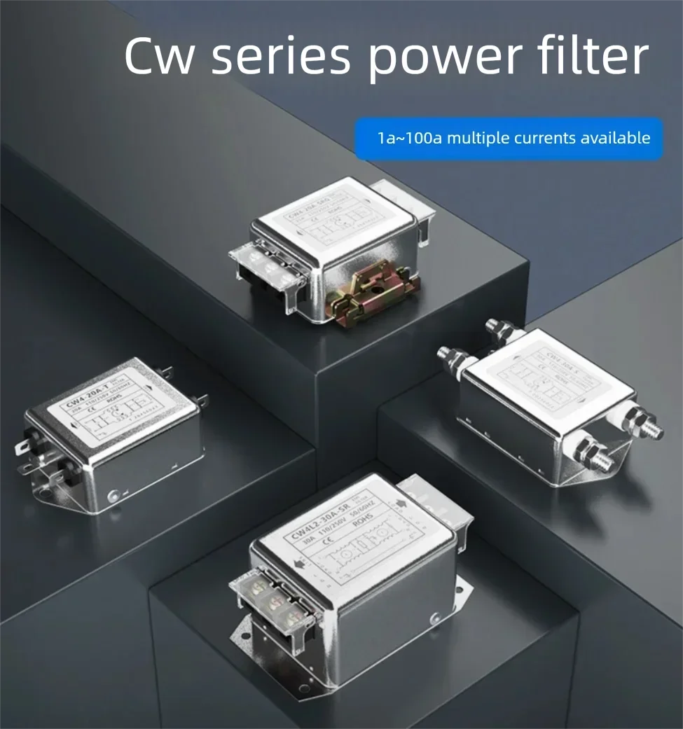 Single-Phase Bipolar AC Power Supply with EMI Filter Terminal Block Rail Power Purifier Anti-Interference for Electronic Devices