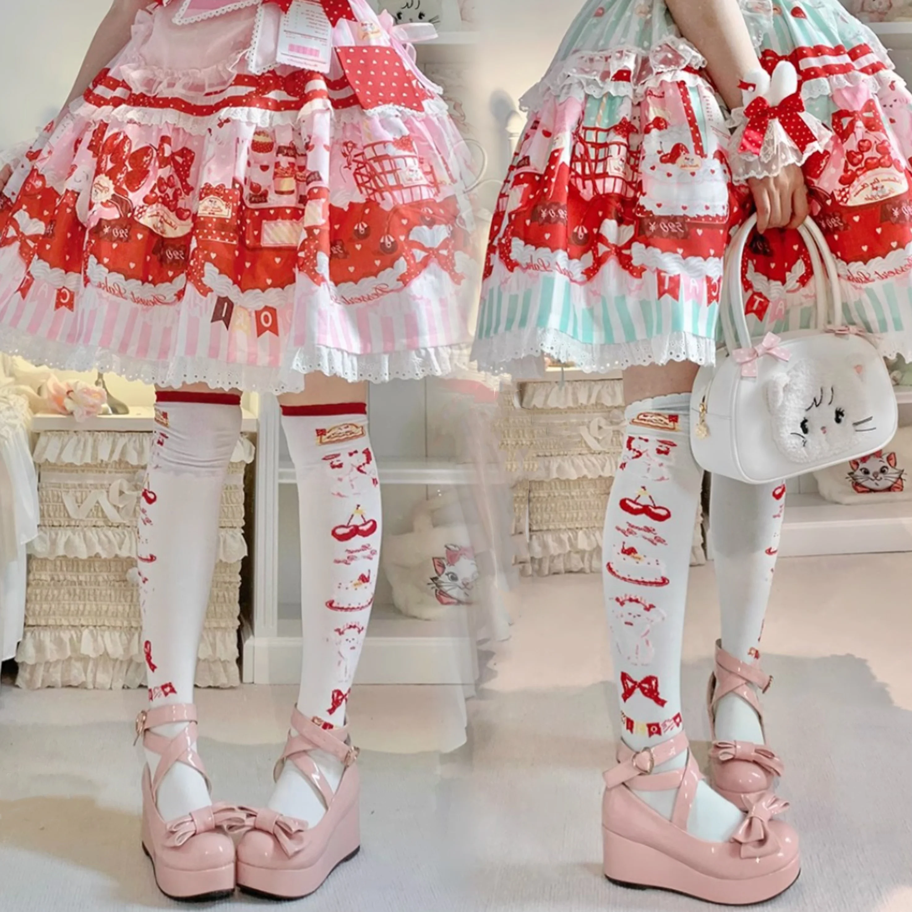 

New Japanese Sweet Bow Dog Cotton Lolita Socks Women Autumn Warm Uniform Mid-Calf Socks Thick Japanese Slimming Knee Socks