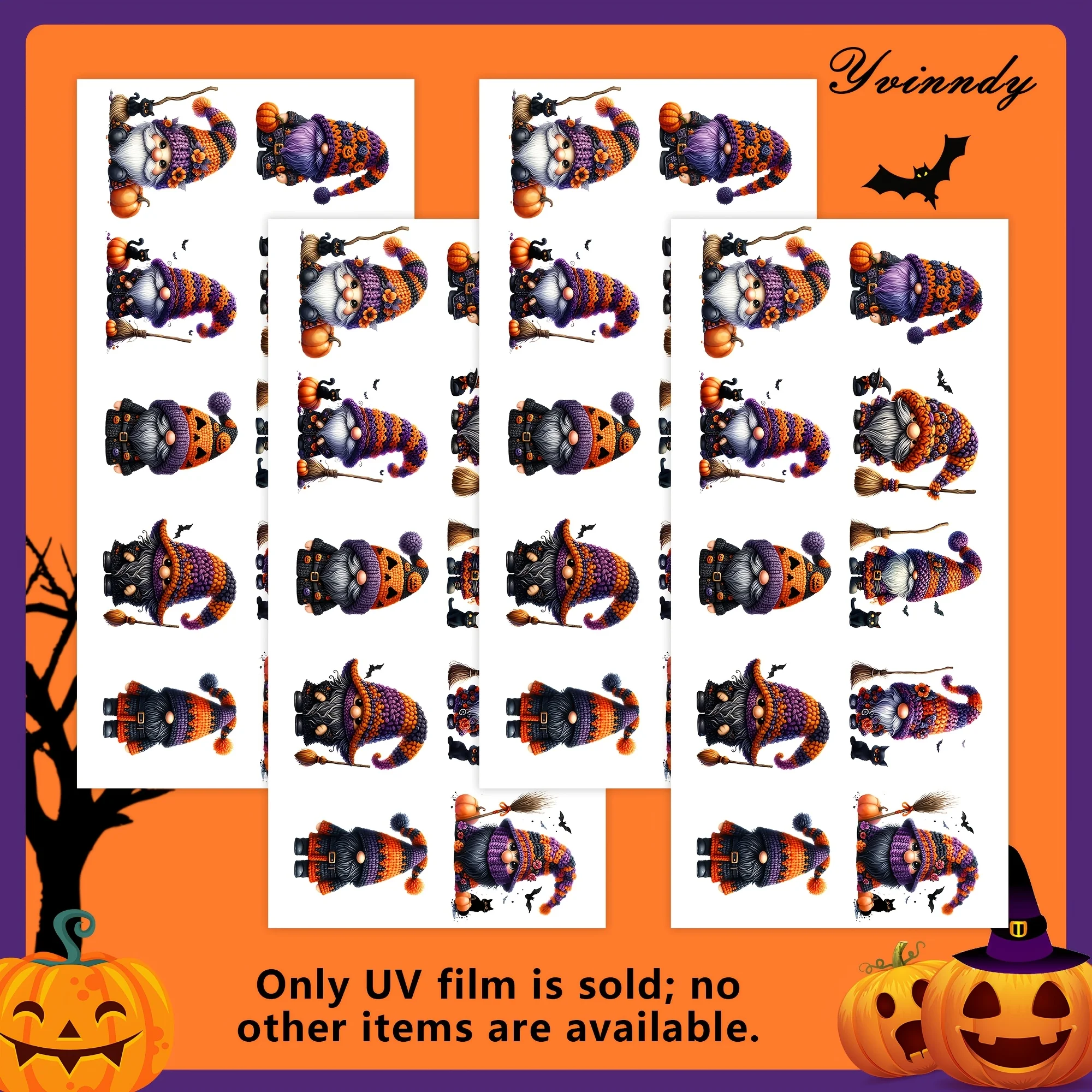 40PCS/Set Of Halloween Magic Elf UV DTF Transfer Stickers, Perfect For Decorating Mugs Phone Cases DIY Halloween Gifts(NO Cup)