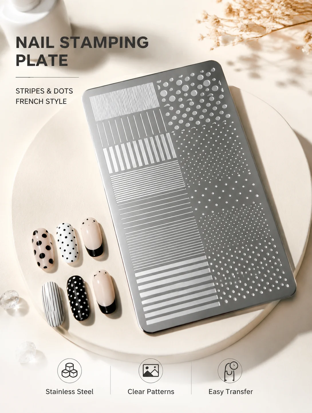 Nail Art Stamping Kit - Stainless Steel Nail Art Stamping Plate
