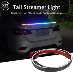Universal 120cm/130cm 51 Inch Car Carbon Rear Spoiler Led Strip Brake Light Turn Signal Lamp Flowing Waterproof Red Dream Color