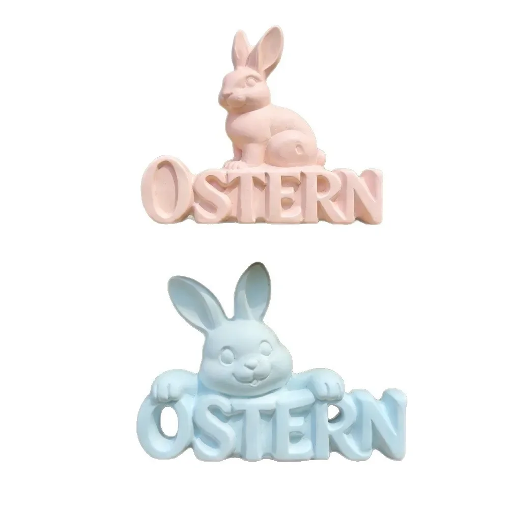 Letter & Rabbit Silicone Mold Set, White Handmade Mold for Easter Decor Gift Making Kids' Home Crafts
