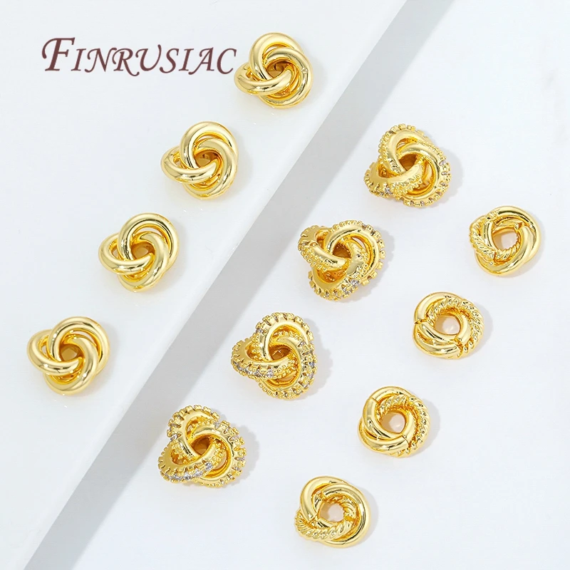 2/4Pcs 18K Gold Plated Brass Twist Beads For Bracelets,Metal Separator Bead,Spacer Beads For Jewelry Making DIY Accessories