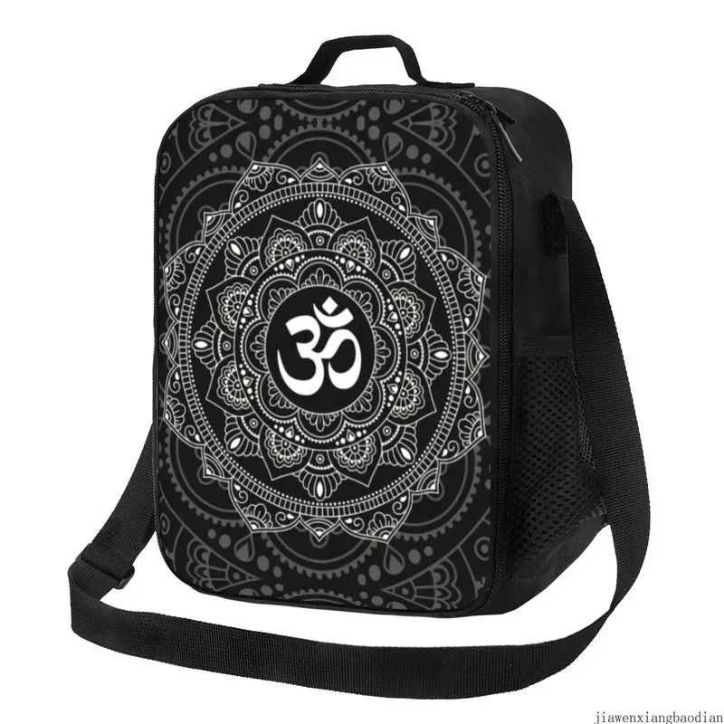 

Custom Om Mandala Lunch Bag Women Thermal Cooler Insulated Lunch Boxes for Adult Office