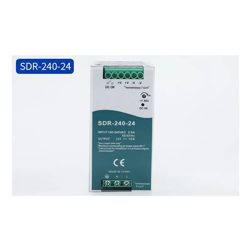 A98E-SDR-240-24 Switching Power Supply With PFC Function 150% Peak Load Capability DIN-Rail Switching Power Supply