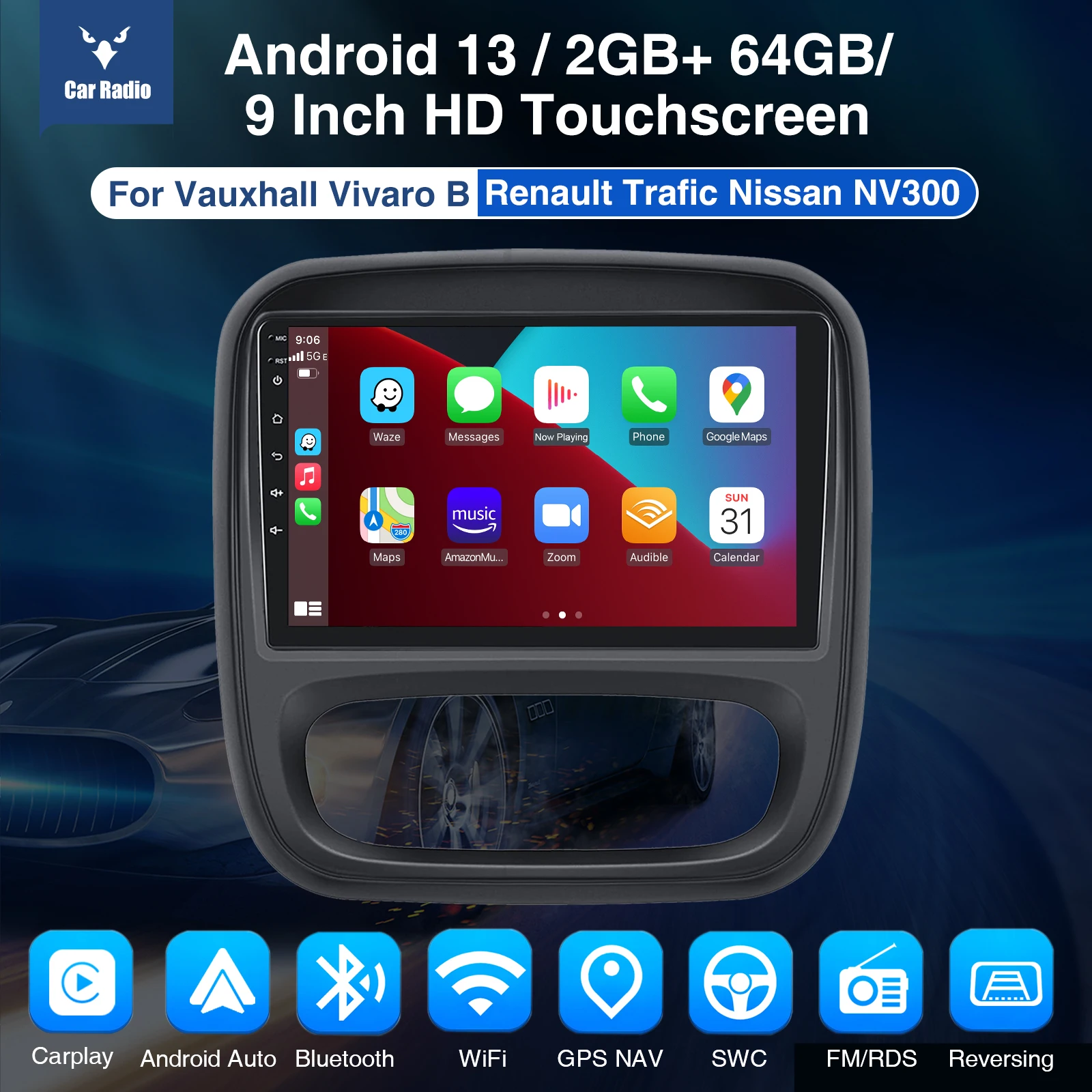 ESSGOO Android Auto Radio For Renault Trafic 3 For Opel Vivaro B 2014-2019 Carplay Car Multimedia Video Player GPS FM WIFI