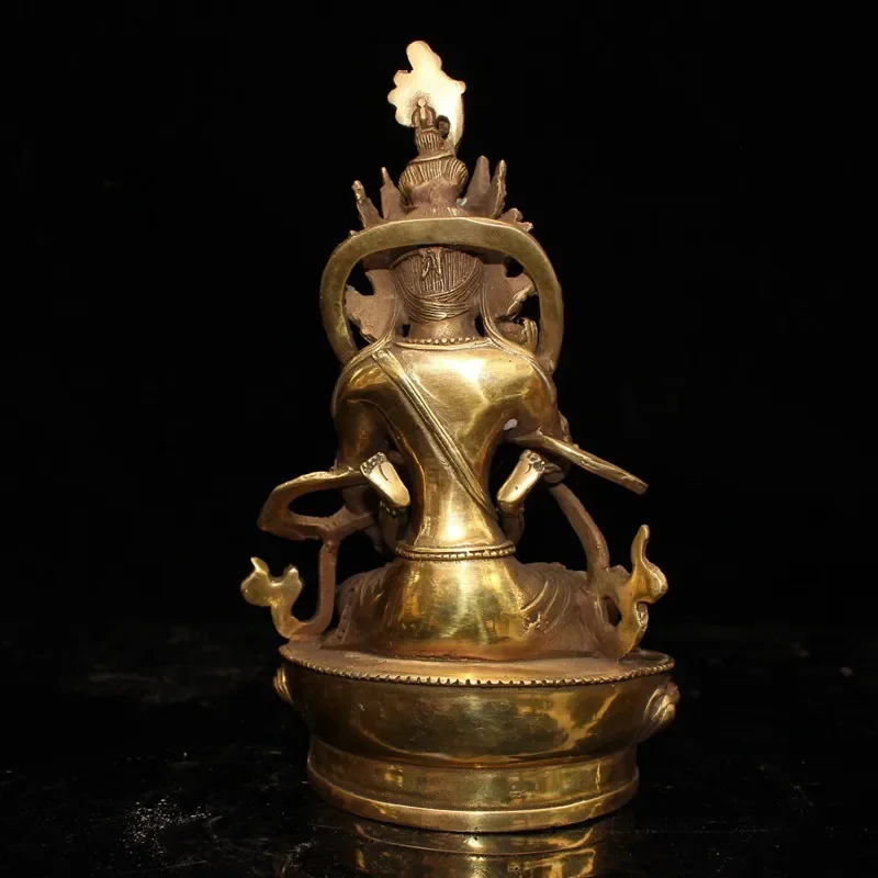 Old Tibetan Buddhism Brass Vajra Mandkesvara Yab-Yum Buddhas Happy Buddha Statue