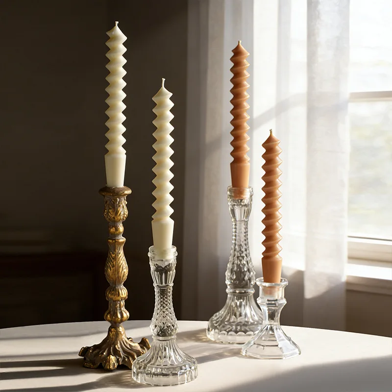 2pc/box French vintage staircase spiral candle. 2.8x22cm Smokeless Long Rod Twist Rod Wax. wedding birthday table home candles