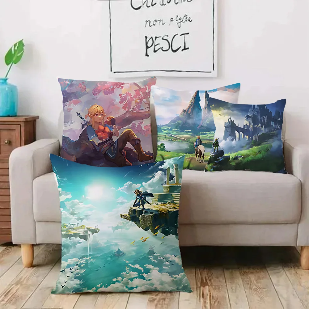 Anime The L-Legends of Z-Zeldas Pillow Covers Cartoon Sofa Decorative Home Double-sided Printing Short Plush Cute Cushion Cover