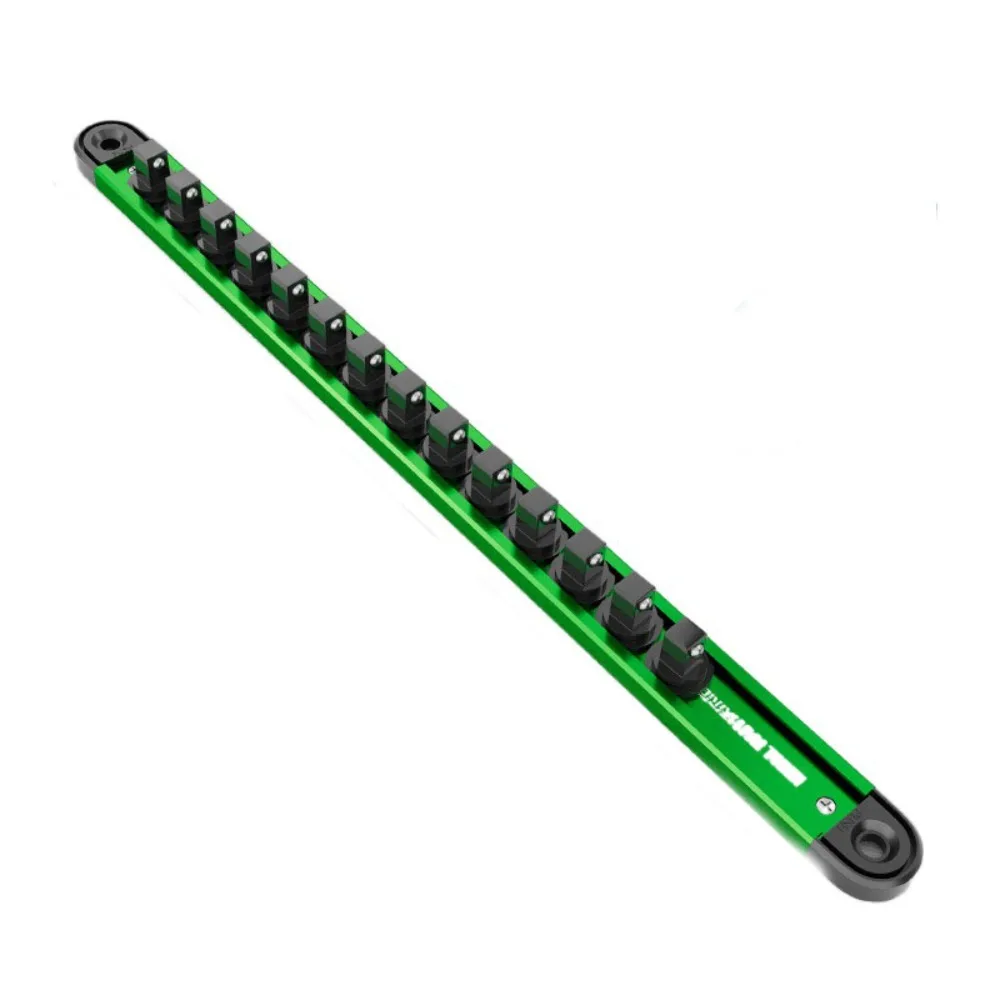 Magnetic Sleeve Storage Rack 360° Rotating Plug Plate Green Socket Clip Rail Holder 1/4 3/8 1/2 Inch Hanging Storage Strip