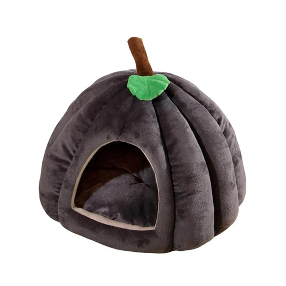 Pumpkin Cat Bed, Cat Beds for Indoor Cats Pumpkin Shape Cat Cave Bed,Cat Tent with Removable Cushion Dark Gray M