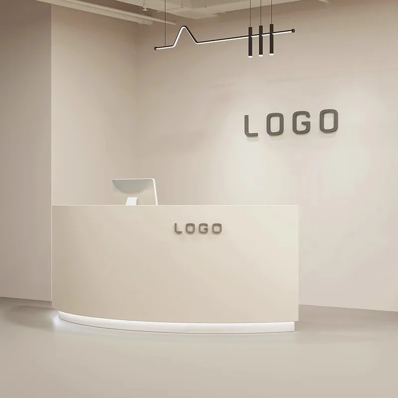 Customized LOGO Front Desk Modern Simple Paint Cashier Beauty Salon bar Reception Desk