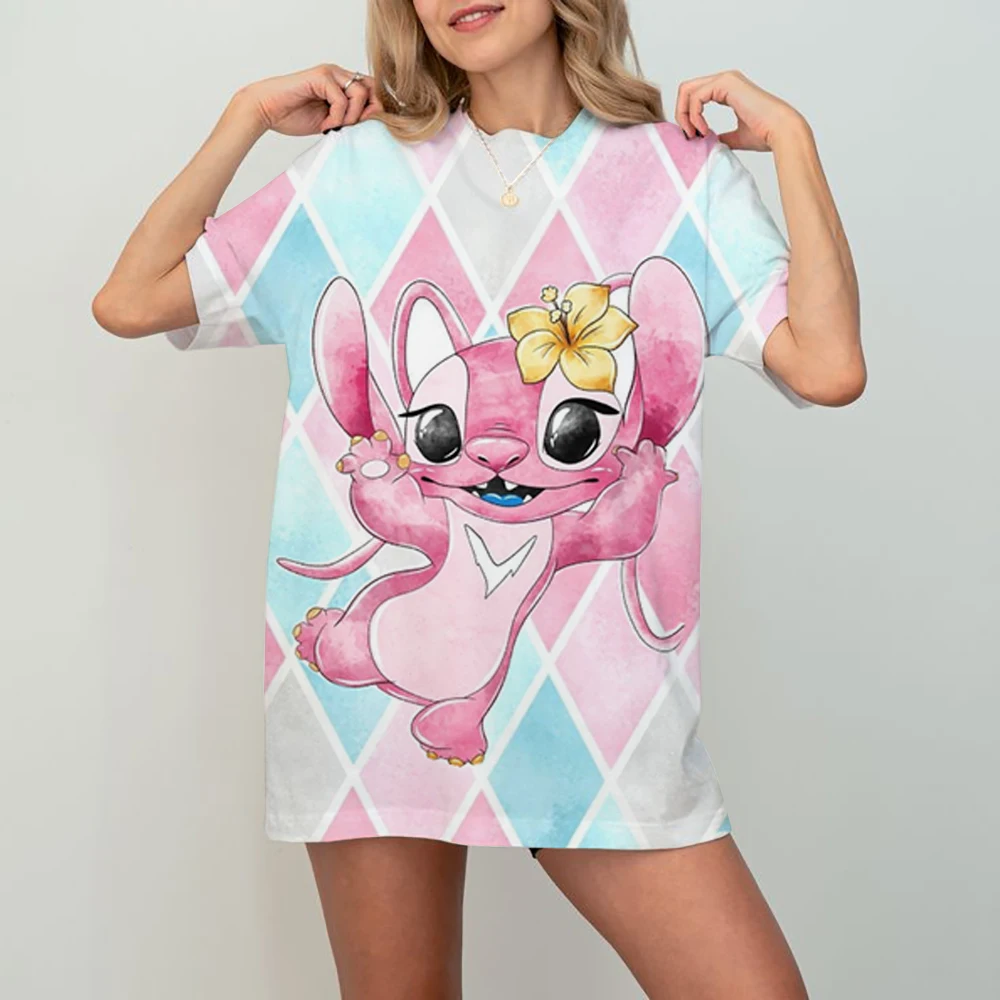 

2025 Summer Disney Lilo Stitch 3d Print T-shirts For Women Cute Lady Summer T-shirts Casual O-neck Stitch T-shirts